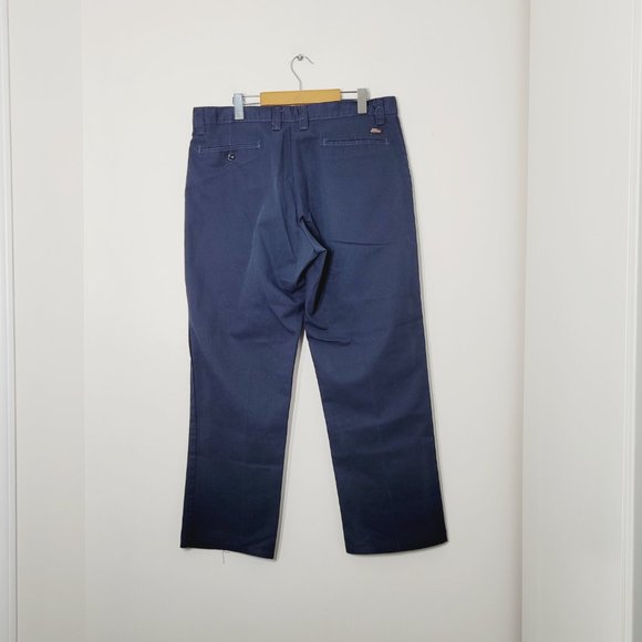 Dickies Flat Front Uniform Chino Pants Navy Blue Casual Pockets Mens Slacks - Picture 8 of 13